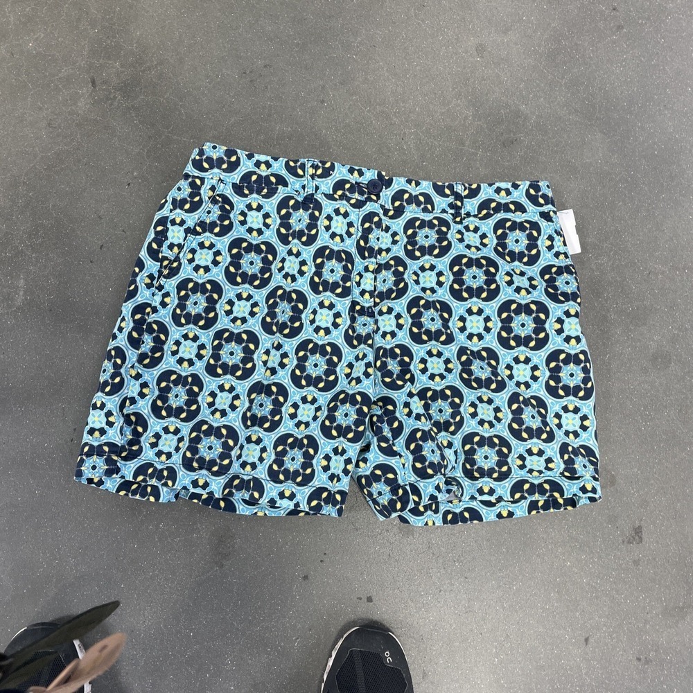 Crown and Ivy Womens Mid Rise Floral Pattern Shorts Size 16w Blue Pockets